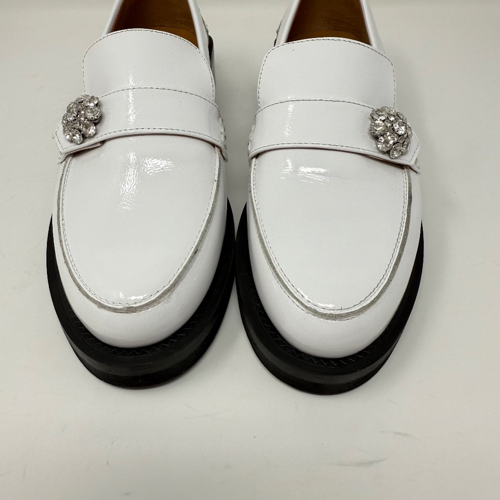 Ganni White Leather Loafers with Silver-tone Medallion - Picture 10 of 15